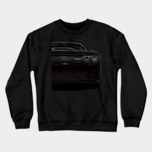 Black Dodge Challenger Fiery Front Half Body Highly Explosive Design Crewneck Sweatshirt